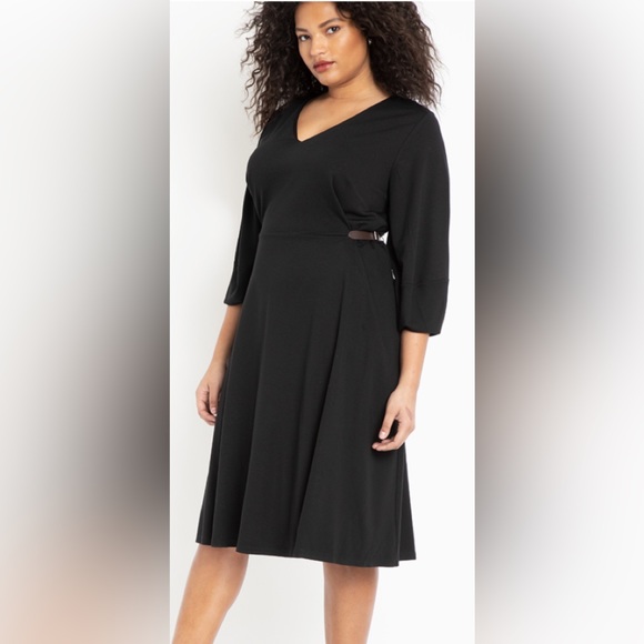 Eloquii Dresses & Skirts - Eloquii Black Dress With Buckled Strap Detail On Waistline Size 18